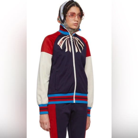 Gucci Jackets & Blazers - Gucci Blue & Navy Contrast Ribbed Collar Jacket